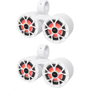 2) Rockville RKL65MBW Dual 6.5" Marine Wakeboard LED Speakers+2 Color Grilles