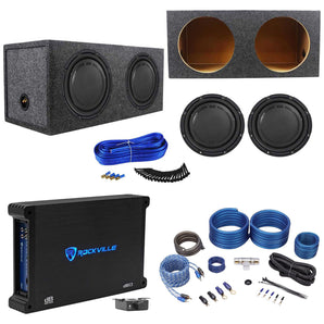 (2) Polk Audio DB1242SVC 12” 2220w Subwoofers+Sealed Box+Mono Amplifier+Amp Kit