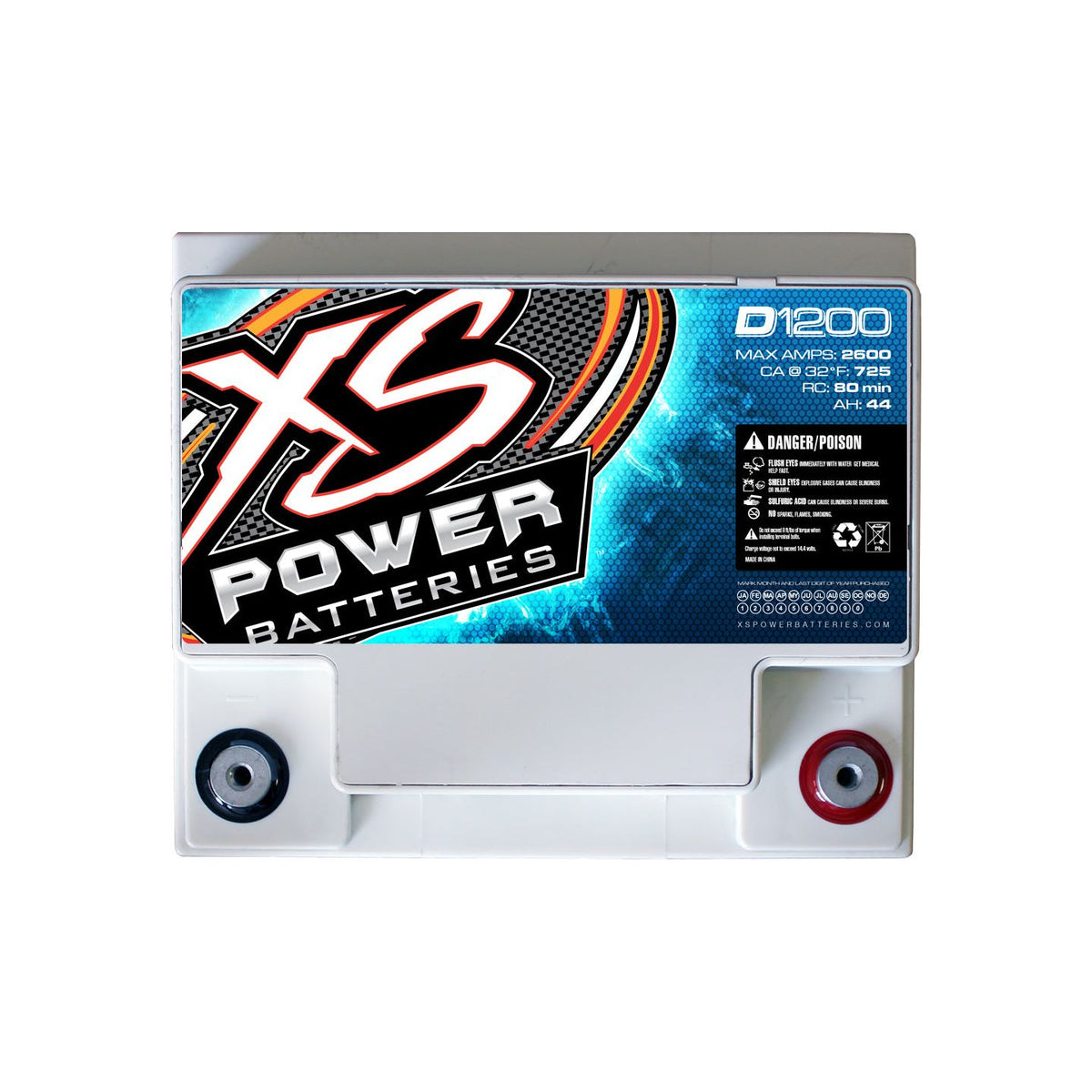XS Power D1200 2600 Amp AGM Power Cell Car Audio Battery + Terminal Hardware