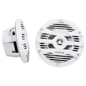 Pair Kenwood KFC-1653MRW 6.5" 300 Watt Waterproof Marine Boat Speakers - White
