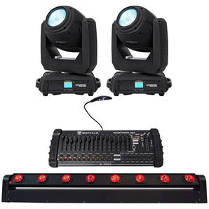 (2) Chauvet DJ Intimidator Beam 140SR DMX Moving Head Lights+MOTIONSTRIP+Control