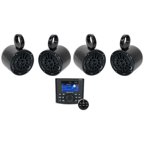 Rockville RGHR45 4 Zone Marine Bluetooth Receiver+(4) MB Quart Tower Speakers