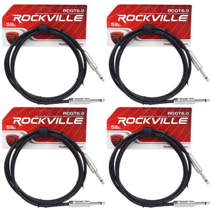 4 Rockville RCGT6.0B 6' 1/4" TS to 1/4'' TS Guitar/Instrument Cable