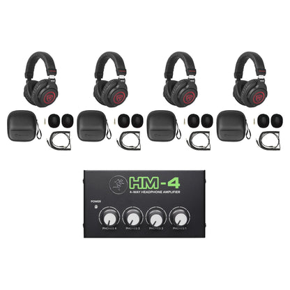 (4) PRO-M50 SR Headphones Bundle with Mackie HM-4 Headphone Amplifier