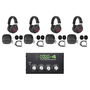 Studio Bundle w/4) Rockville PRO-M50 SR Headphones Bundle with Mackie Headphone Amplifier