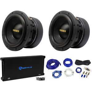 (2) Rockville Punisher 10D2 10" 5000w Competition Car Audio Subwoofers+Amplifier