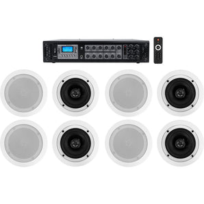 Home Audio System+8) 5.25" White Ceiling Speakers 4 Bedroom/Living Room/Bathroom