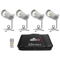 Chauvet DJ Ezpin Pack 4 EZpin Pin Spot Light Fixtures+IRC-6 Remote+Carry Case