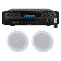 RX113 1500w Home Theater Amplifier Receiver + (2) 8" Ceiling Speakers
