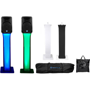 2 Rockville RPG15BT 15" Powered 1000w Wireless Link DJ Speakers Bluetooth+Totems