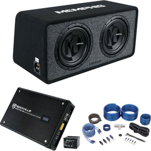 Memphis Audio PRXE12D1 1200w Dual 12" Subwoofers+Enclosure Box+Amplifier+Amp Kit