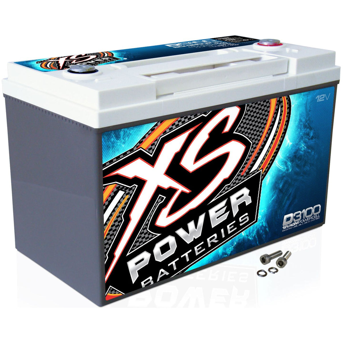 XS Power D3100 5000 Amp Power Cell Car Battery + Hardware + Power/Ground Wires