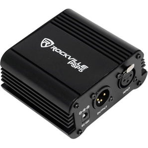 Rockville PSP5 Universal 48V Phantom Power Supply Box For Condenser Microphones