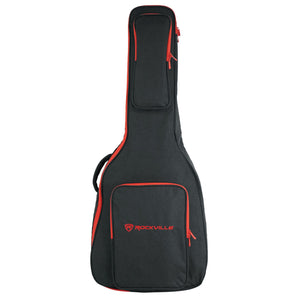 Rockville AGB45-RD Padded Acoustic Guitar Gig Bag with Neck Pad + Secure Strap