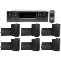 6-Zone Receiver + (12) Black 5.25 In Outdoor/Indoor Speakers For Restaurant/Bar