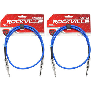 2 Rockville RCGT3.0BL 3'  1/4" TS to 1/4'' TS Guitar/Instrument Cable