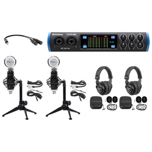 2-Person Podcast Podcasting Recording Bundle w/STUDIO 68C Interface +Mics+Stands