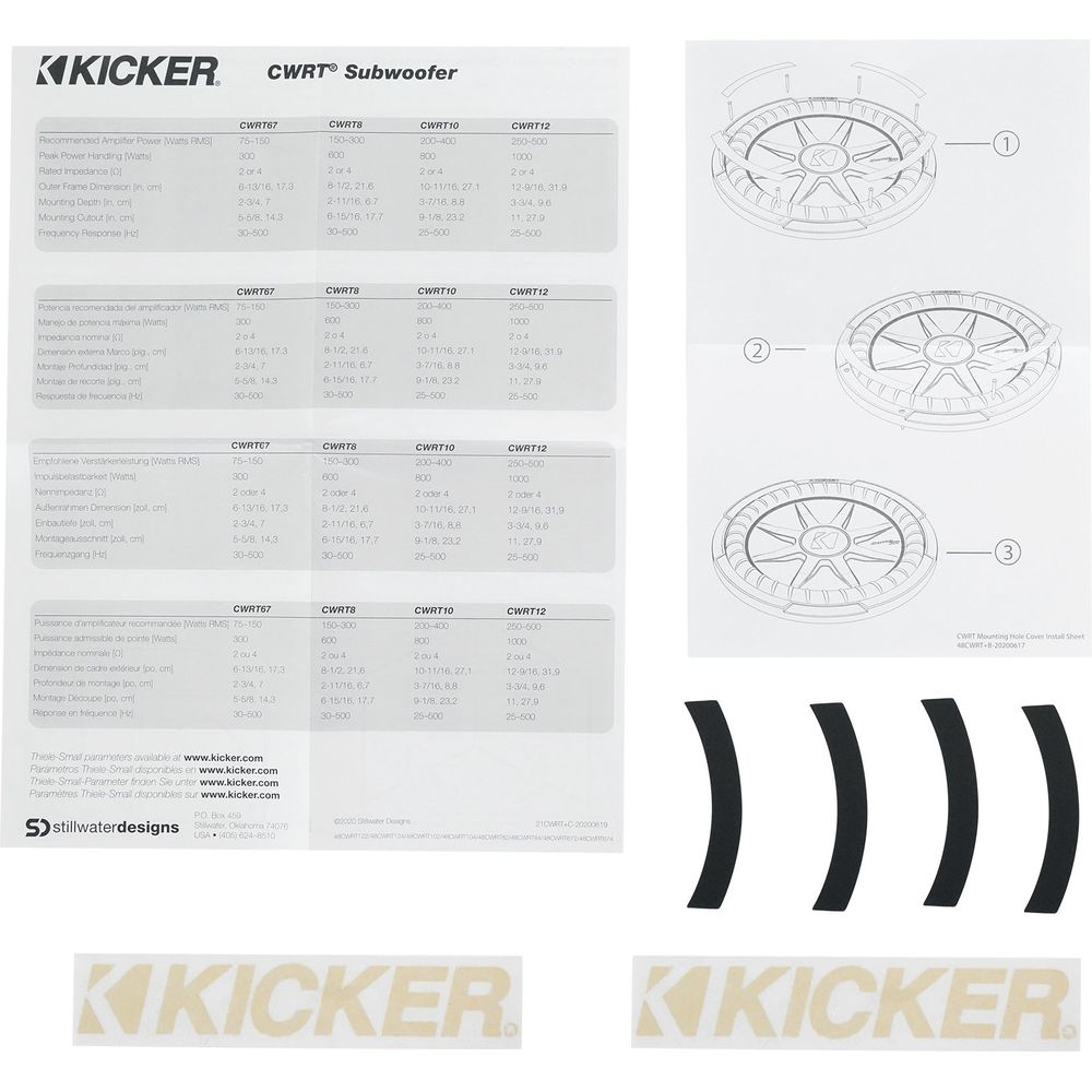 KICKER 48CWRT672 CompRT 300w Shallow 6.75" Subwoofer DVC 2-ohm Car Sub CompRT67
