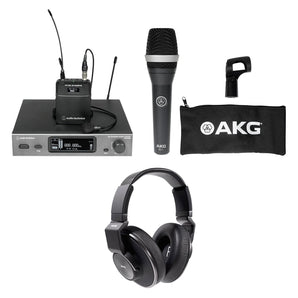 Audio Technica ATW-3211/831DE2  Wireless Lav Microphone+AKG Headphones+Mic
