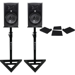 2) JBL 308P MkII 8" Powered Studio Reference Monitors Monitoring Speakers+Stands
