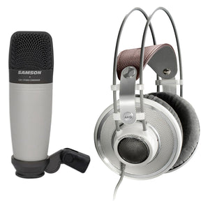 AKG K701 Open-Back Studio Reference Monitor Headphones+Samson Recording Mic