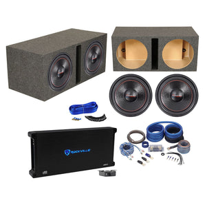 2 American Bass XD-1522 2000w 15" Subwoofers+Vented Sub Box+Mono Amplifier+Wires