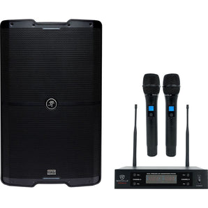 Mackie SRM215 V-Class 15” 2000w Bluetooth Active PA DJ Speaker+Wireless UHF Mics