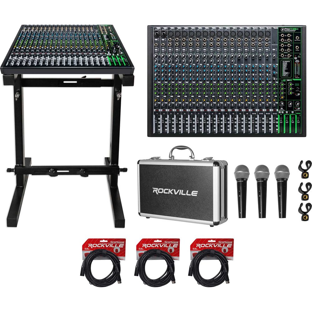 ProFX22v3 22-Channel Effects Mixer w/USB + Stand + Mics + Cables