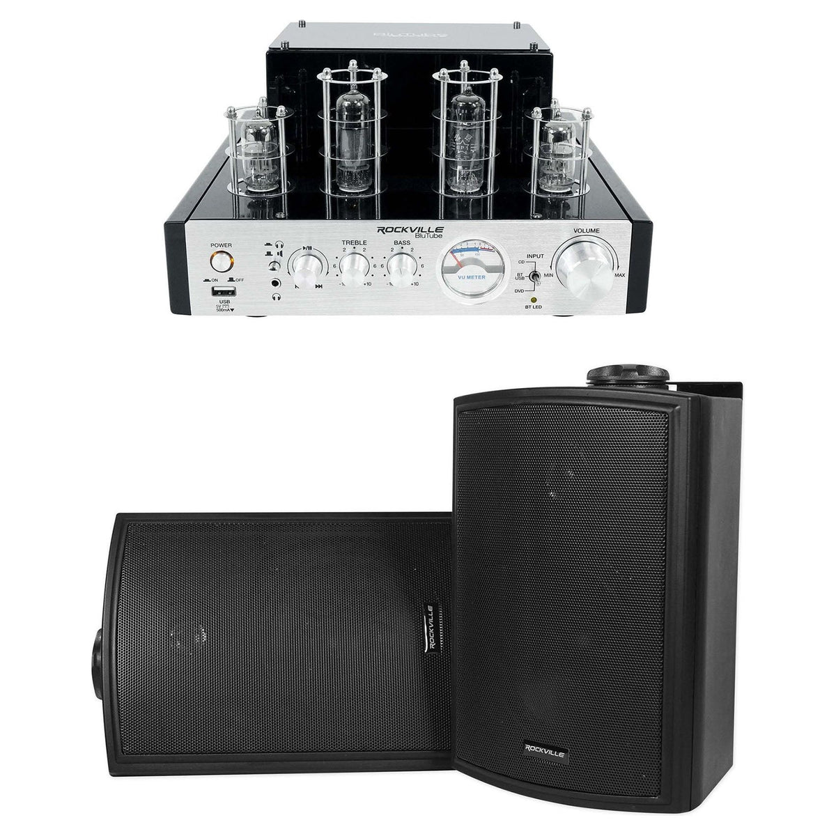 BluTube Tube Amplifier/Home Theater Bluetooth Receiver + 5.25" Speakers