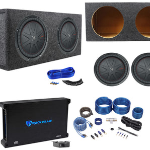 2 Kicker 48CWR122 COMPR12 2000W 12" Subwoofers+Sealed Box+Mono Amplifier+Amp Kit