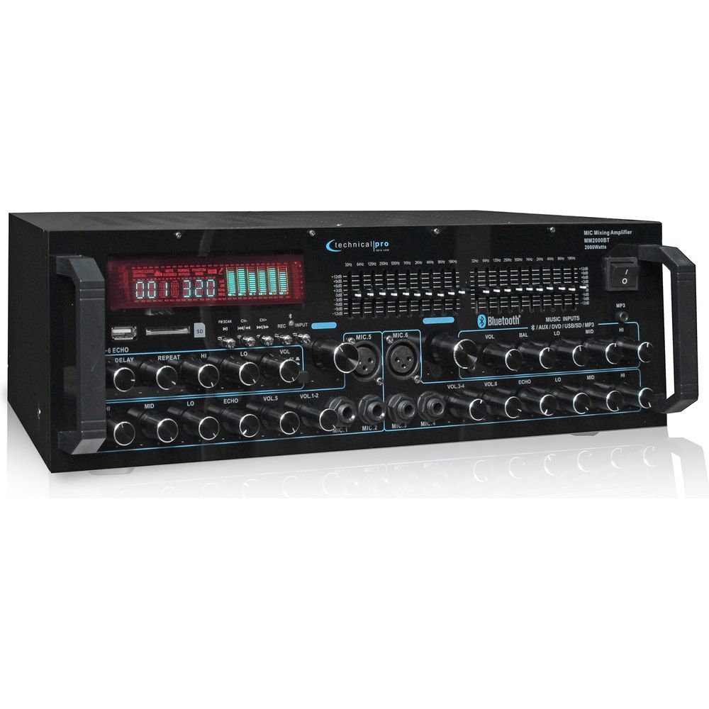 (2) SPGN124 12" 1200W DJ PA Speakers+Bluetooth Amplifier/Mixer+Stands