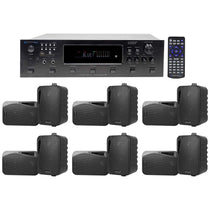 H12X500UBT 6-Zone Receiver + (12) Black 4 In Outdoor/Indoor Speakers