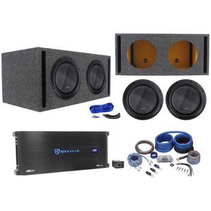 (2) American Bass XR-12D4 2400w 12" Competition Subwoofers+Box+Amplifier+Amp Kit