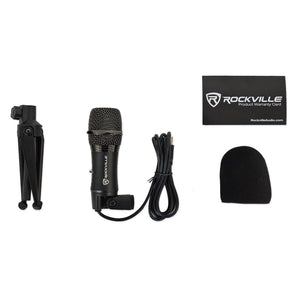 Pair Rockville APM6B 6.5" 350w Studio Monitors+USB Condenser Computer Microphone