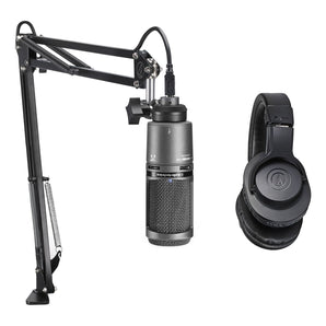 Audio Technica AT2020USB+PK Studio Recording Kit-USB Microphone+Headphones+Boom