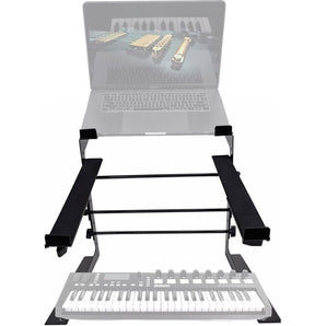 Rockville Dual Shelf Laptop+Controller Stand for Akai Advance 49 Keyboard