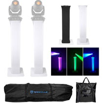(2) Totem Stands+Black+White Scrims For (2) Chauvet Intimidator Spot 355Z IRC Lights