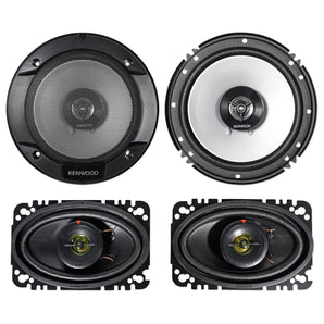 (2) Kenwood KFC-1666S 6.5"+(2) KFC-4675C 4x6" Car Audio Coaxial Speakers