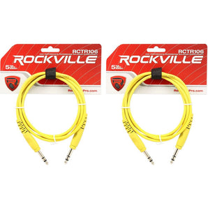 2 Rockville RCTR106Y Yellow 6' 1/4'' TRS to 1/4'' TRS Cable 100% Copper