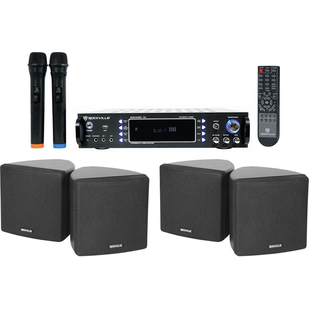 RPA70WBT 2-Pack + Cube Black Speakers + Wireless Mics Bundle