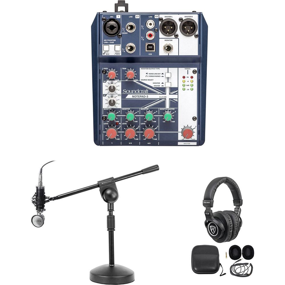 Gaming Twitch Stream Recording Bundle with Mixer, Headphones, Mic & Boom Stand