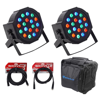 FHB-118 LED RGB DMX LED PAR Can Wash Lights+(2) Cables+Carry Bag