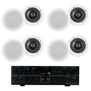 Technical Pro RX4CH Bluetooth Home Receiver Amp+(8) 6.5" White Ceiling Speakers