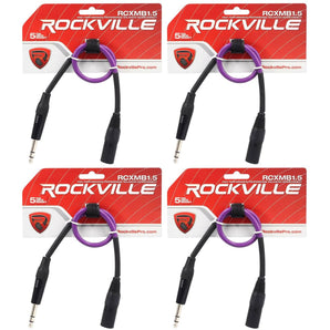 4 Rockville RCXMB1.5P Purple 1.5' Male REAN XLR to 1/4'' TRS Balanced Cables