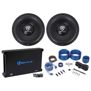 (2) Rockville W12K6D2 V2 12" 4800w Car Audio Subwoofers+Mono Amplifier+Amp Kit