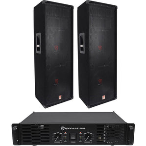 (2) Rockville RSG12.2 Dual 12" 2000W PA Speakers+Rockville RPA9 Amplifier DJ Amp