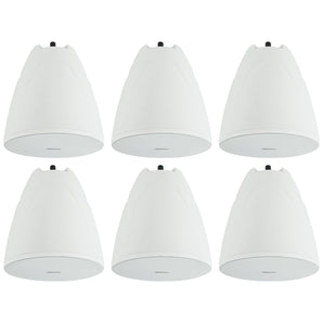 6) Rockville PEN-65T White 6.5" 70V Hanging Pendant Speakers For Office/Bar/Cafe