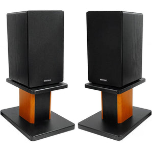 (2) Rockville RockShelf 68B Black 6.5" Home Bookshelf Speakers+8" Wood Stands
