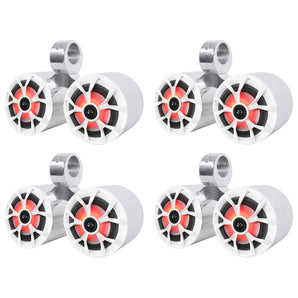 (4) Rockville RKL65MBW Dual 6.5" Marine Wakeboard LED Speakers+(2)Color Grilles