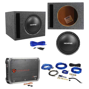 Memphis Audio SRX1040 10" 400w SRX 4 Ohm Subwoofer+Vented Box+Amplifier+Amp Kit